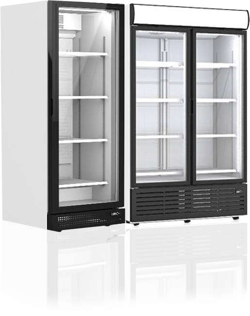 Refrigeradores industriales de acero inoxidable.